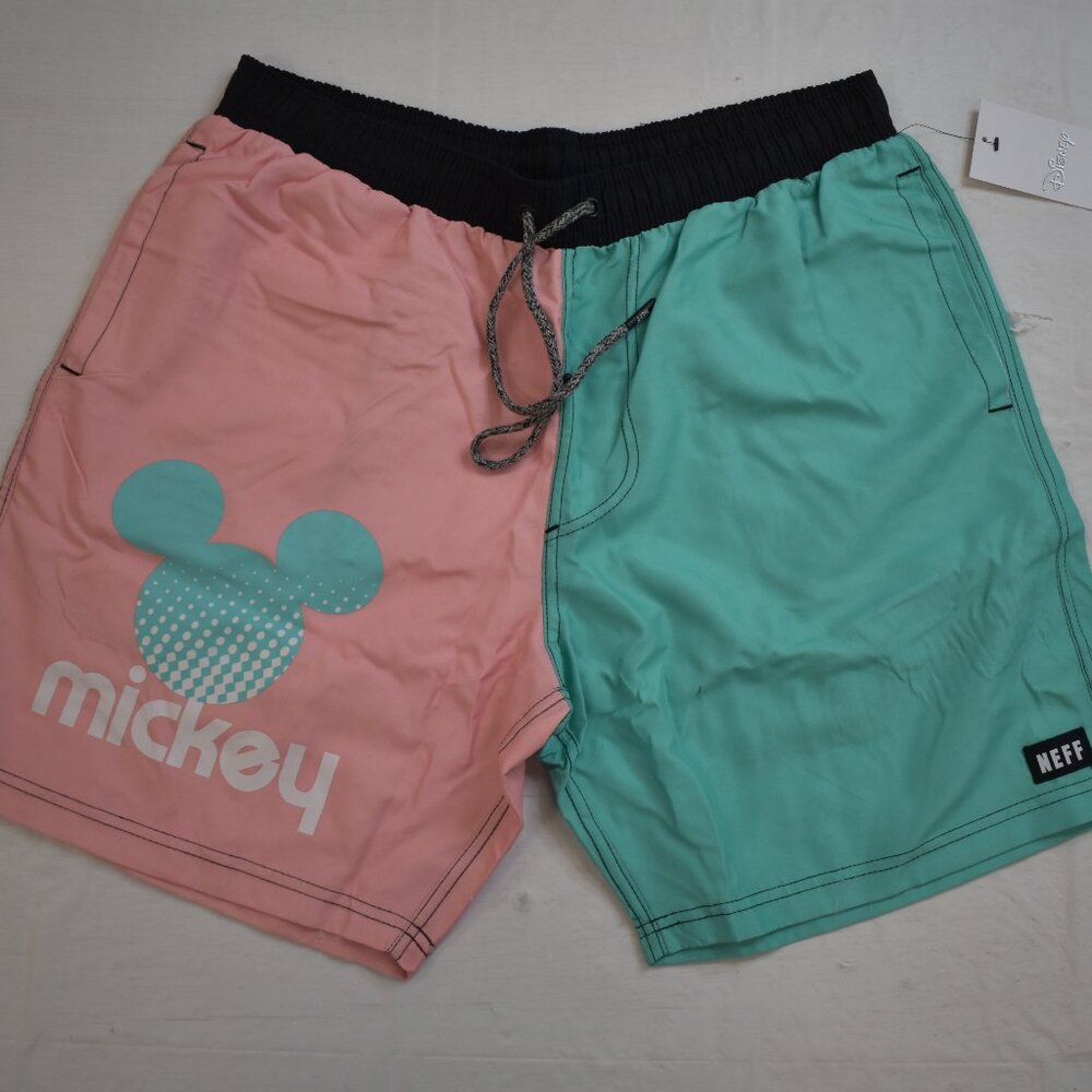 Neff x Disney Men's Mickey Mouse Pastel Hot Tub Board Swim Shorts New With Tags